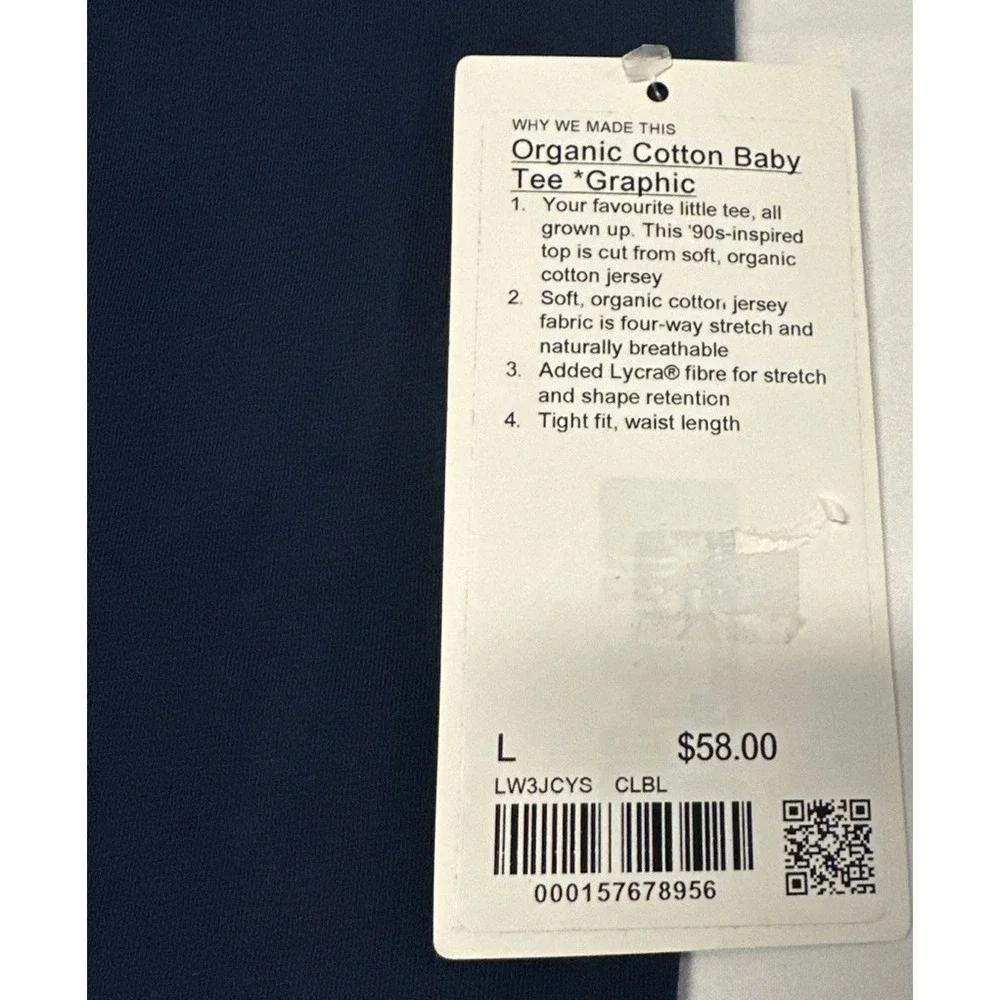 Lululemon Sz Lge Organic Cotton Graphic Baby Tee Tennis Sports Club CLBL LW3JCYS